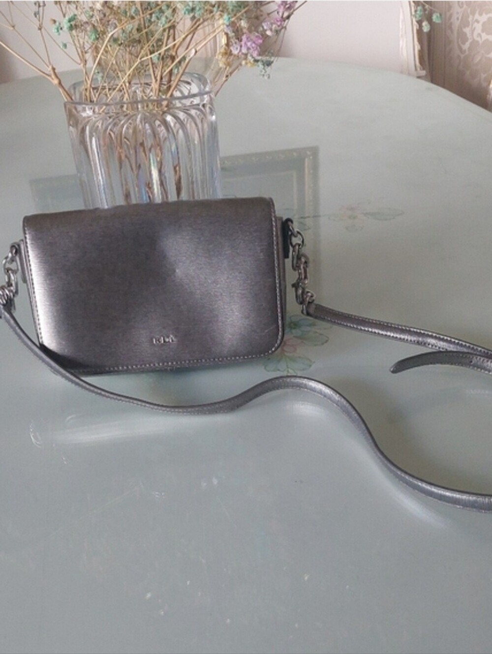 Ralph Lauren Metallic Gray Crossbody Bag